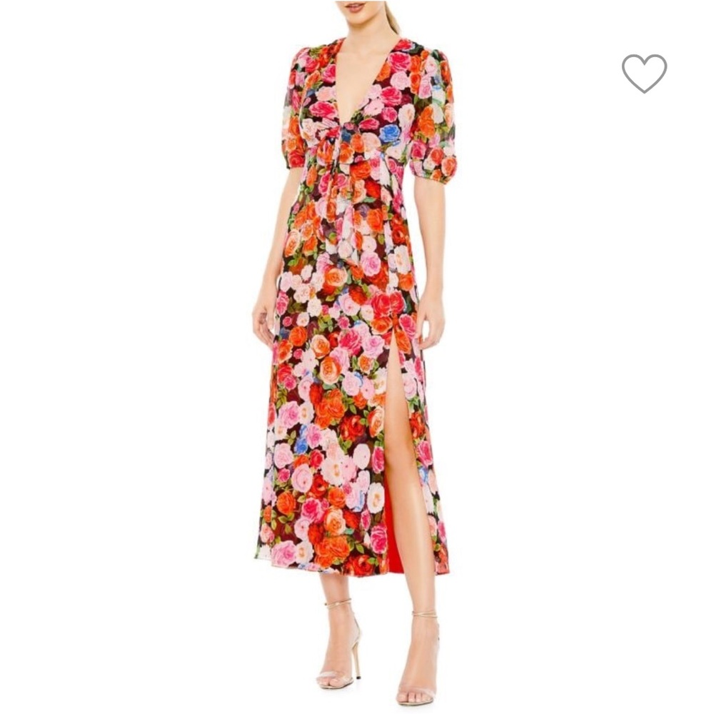 Mac Duggal Ieena Floral Bow Midaxi Dress Sz 14